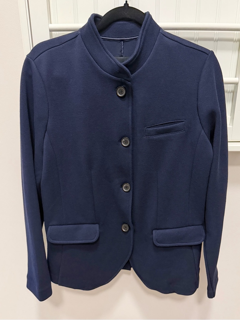 Banana Republic Factory Navy Stand Collar Button Blazer